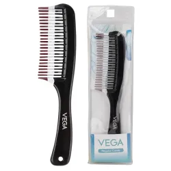 Vega Detangling Comb with 2 Row Teeth for Women & Men | Wide Tooth Anti-Static Hair Comb for Smooth & Frizz-Free Styling