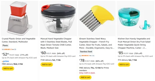 Image of Vegetable Chopper Mixer Cutter @ Starting ₹52