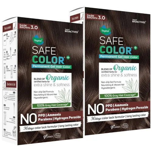 Image of Vegetal Safe Color Dark Brown 3.0 Hair Colour, 70ml * pack of 2