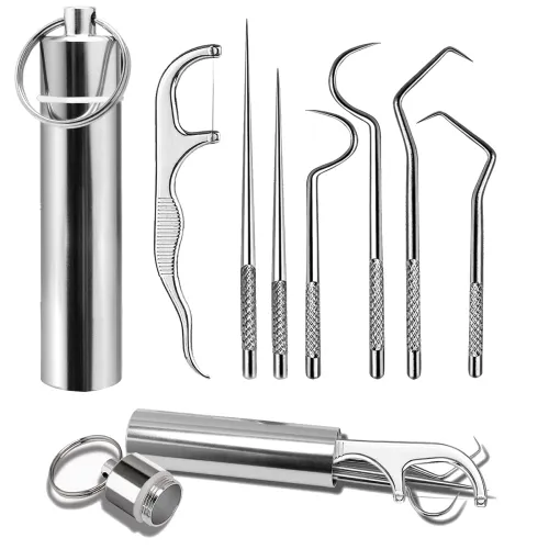 Image of Veiai 7 Pcs Portable Stainless Steel Toothpicks