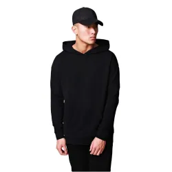 Veirdo Mens Regular Fit Hooded Cotton Jacket - Black