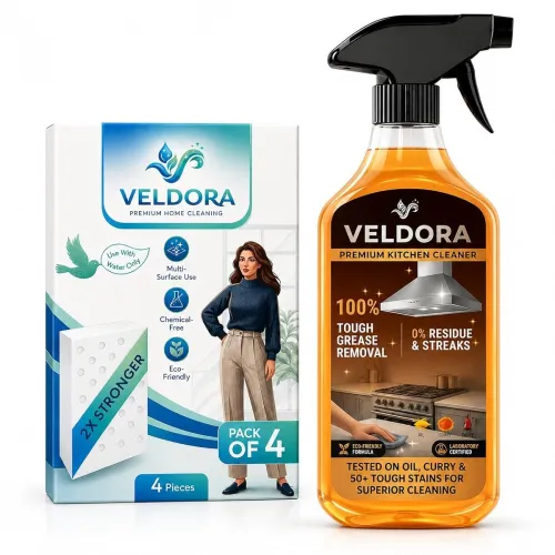Image of Veldora Kitchen Cleaner Spray & Multi-Surface Eraser Sponge Combo