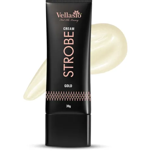 Image of Vellasio Strobe Cream Gold | Face Illuminator & Primer with Hyaluronic Acid, Squalene & Japanese Sakura | Dewy Glow, Hyd