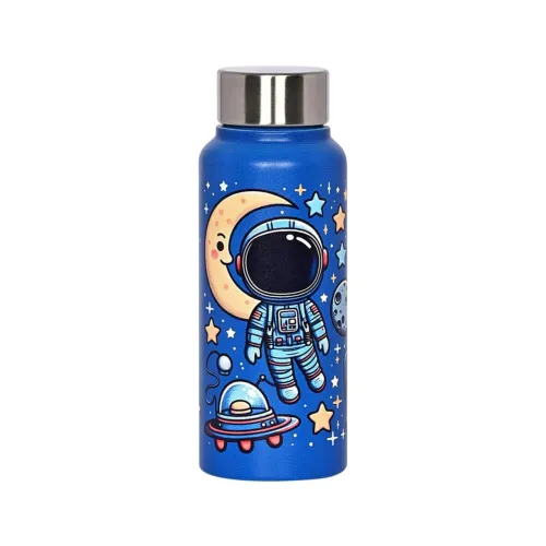 Image of VELLORA Astronaut Animated Stainless Steel Sipper Bottle for Kids - Leak-Proof, 500 ml (Blue)