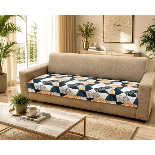 Image of Velvet Printed Sofa Seat Cover For 2 Seater 
