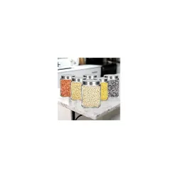 Vency 500ml Glass Square Storage Jars Set