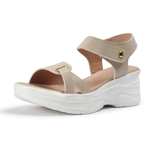Image of Vendoz Women Casual Cream Wedges Sandal