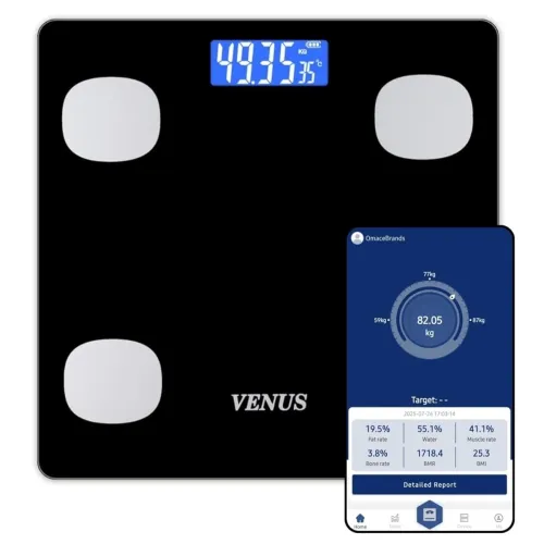 Image of Venus (India) BMI Weight Scale & Body Fat Analyzer with IOS/Android App Sync,25+ Essential Composition Metrics Weighing 