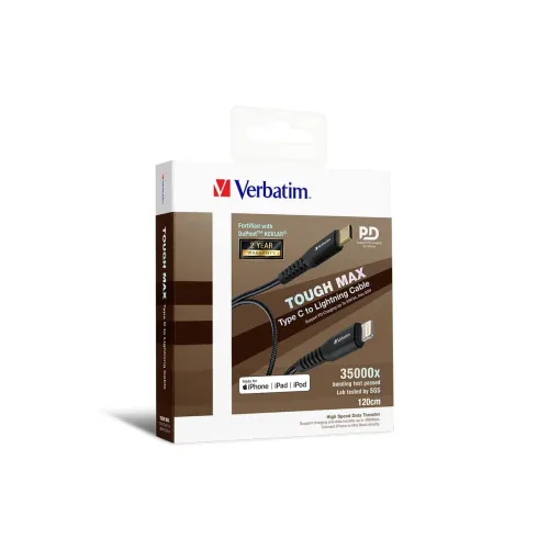 Image of Verbatim Type C to Lightning Cable with Kevlar 120cm Black