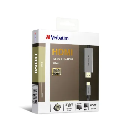 Image of Verbatim Type C 3.1 to HDMI Cable 200cm Grey (HDMI Cables)