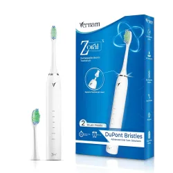 Vernam Zoral X Sonic Electric Toothbrush for Adults | 6 Cleaning Modes, 2 Brush Heads, Rechargeable | Lasts Up to 30 Days on a Full Charge 40k Strokes | Ergonomic Design White