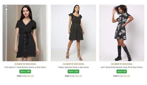 Image of Vero Moda V-Neck Button-Down A-line Dress Starting At ₹285