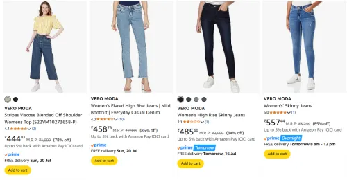 Image of VERO MODA Women's Jeans at minimum 78% Discount