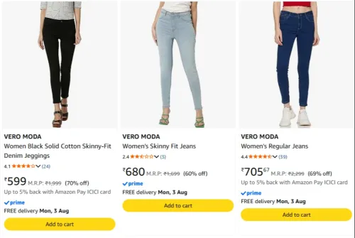 Image of VERO Moda Women's Jeans upto 70% Discount