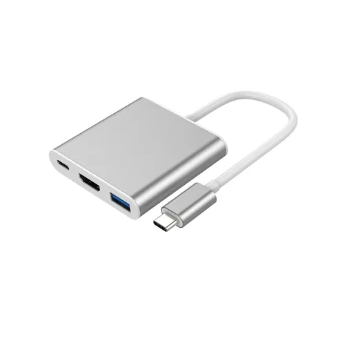 Image of VEROX USB Type C to HDMI Adapter Hub 3.1 Multiport to HDMI 4k Adapter/Type C to Type C/Type C to USB Converter HUB Compa