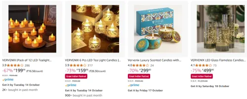 Image of Vervenix Candle lights for Diwali upto 80% Discount