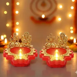 VERVENIX Laxmi Ganesh Water Sensor Diya | Pack of 2