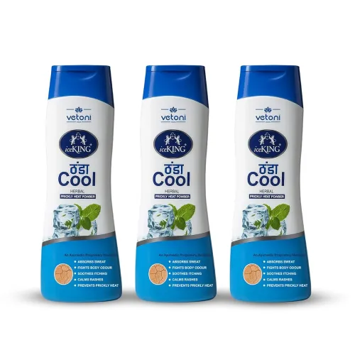 Image of Vetoni Ice King Cool Herbal Talcum Powder for Men & Women with Turmeric Oil