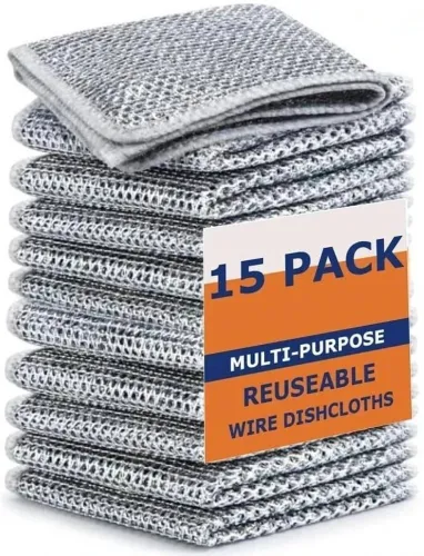 Image of VEWIKZY Non-Scratch Dish Wash Cloth Pack of 15