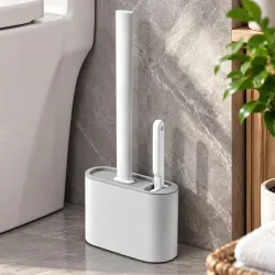 VEZPAX Toilet Bowl Brush with Holder - Wall Mounted Silicone Flat Toilet Cleaner