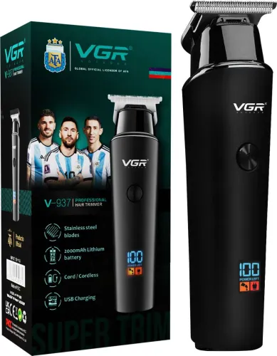 Image of VGR V-937 Professional Hair Trimmer with LED Display Trimmer 500 min Runtime 4 Length Settings (Black)