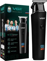 VGR V-937 Professional Hair Trimmer with LED Display Trimmer 500 min Runtime 4 Length Settings (Black)
