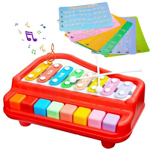 Image of VGRASSP 2 in 1 Big Xylophone and Piano Toy 