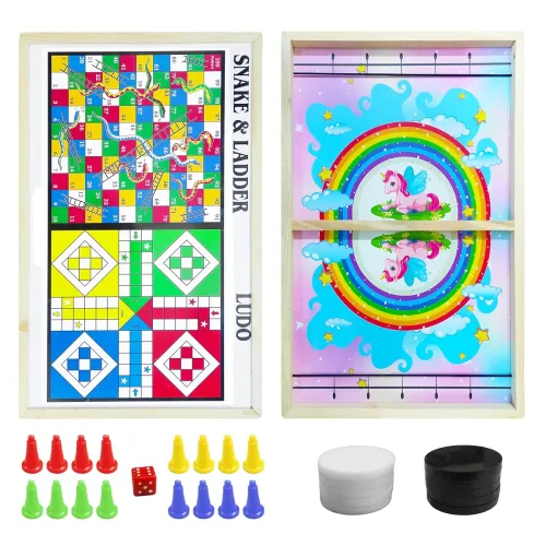 Image of VGRASSP 3-in-1 Wooden Board Game Unicorn Design