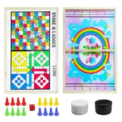 VGRASSP 3-in-1 Wooden Board Game Unicorn Design