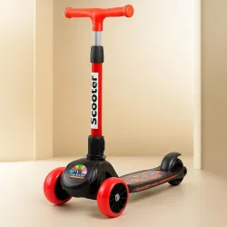VGRASSP 3 Wheel Skate Scooter for Kids with PVC Wheels, Foldable & Height Adjustable Handlebar, Rear Brake - Outdoor Kick Cycle for Boys & Girls - (Broad Wheels)