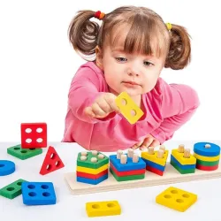 VGRASSP 5 Angle Geometric Shapes Educational Wooden Puzzle 
