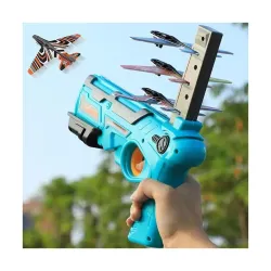 VGRASSP Air Battle Gun Toy with 4 Paper Foam Glider Planes Kids Gadget for Fun Outdoor Sports Activity Catapult Pistol with Continuous Shooting Flyers - Multicolor(Color As Per Stock)