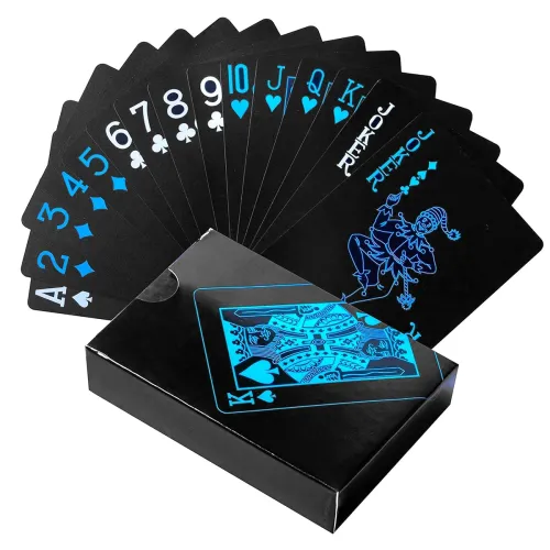 Image of VGRASSP Black Deck of Waterproof Cards Flexible Use for Party Game PVC Black Playing Cards