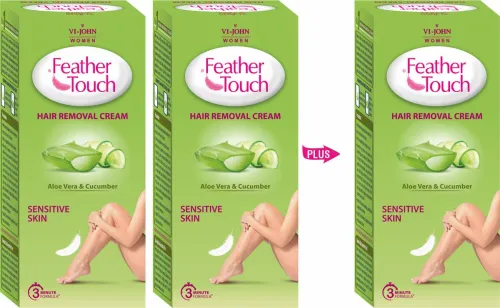 Image of Vi-john FEATHER TOUCH Aloevera Cucumber Hair Removal Salon-like Finish No Ammonia Smell Cream (120 g, Set of 3)