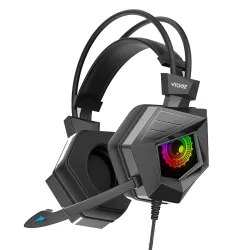 Vibez by Lifelong Gaming Headphones with Mic & Extra Bass| Wired Over Ear Headphones with Noise Cancelling & LED|Stereo 