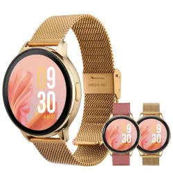 Vibez by Lifelong Premium Luxury Smartwatch (Emerald Gold, Metal Strap + Free Silicone Strap)