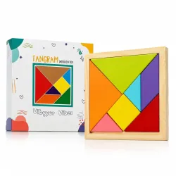 Vibgyor Vibes 7 Piece Wooden Tangram Puzzle for Mind Development of Kids