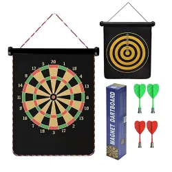 Vibgyor Vibes Double-Sided Portable, Foldable Magnetic Dart Board with Non-Pointed Darts – Multicolor Dart Board with 4 