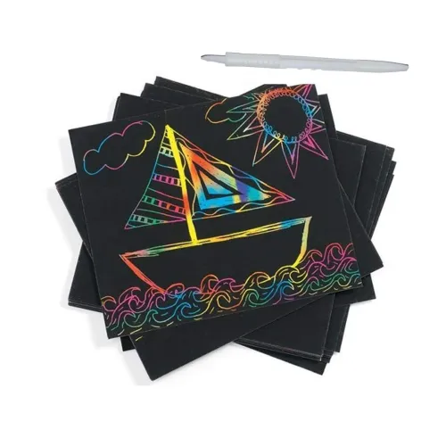 Image of Vibgyor Vibes DIY Rainbow Scratch Art Paper Sheets, 10 Pages