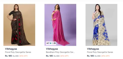 Image of Vibhagyaa Premium Sarees at ₹185