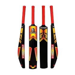 Victory Turf Cricket Bat for Adults Hard Plastic Bat Full Size Tennis with Grip for Soft Ball, Gully, Tournament Match - Black/Red (Size-8)