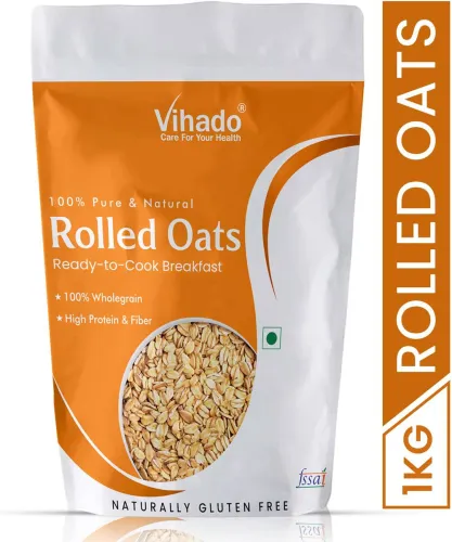 Image of Vihado 100% Rolled Oats | Premium Golden Rolled Oats, Gluten Free Oats with High Fibre, 100% Whole Grain, Non GMO, No Ad