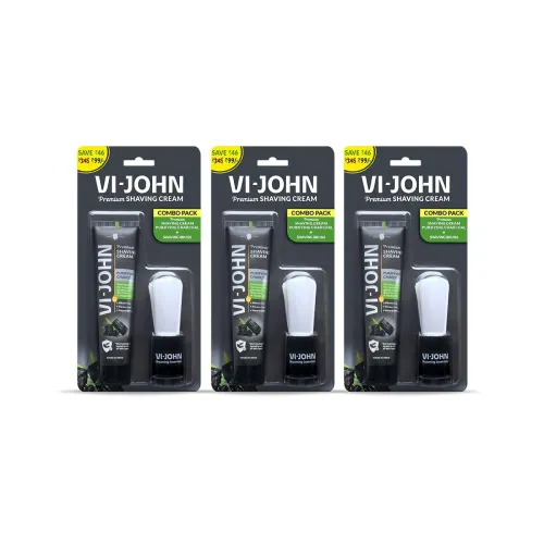 Image of VI-JOHN Charcoal Shaving Cream with Brush 70g (PO3)
