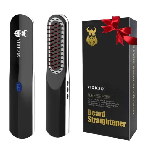 Image of VIKICON Invjoy Beard Straightener For Men, Beard Straightening Comb With Cordless/Mini Sized/Auto Shut Off/Anti Scald Fo