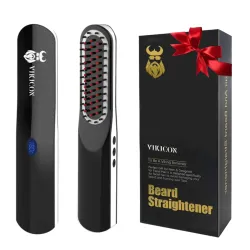 VIKICON Invjoy Beard Straightener For Men, Beard Straightening Comb With Cordless/Mini Sized/Auto Shut Off/Anti Scald Fo