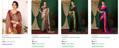Image of Villagius Women's Sarees upto 89% Discount