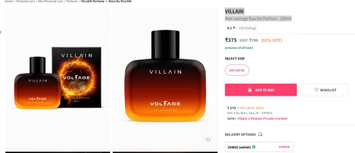Image of VILLAIN Men Voltage Eau De Parfum - 100ml