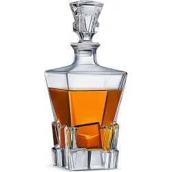 Vilon Whiskey Decanter with Glass Stopper, Crystal Glass Liquor Decanter for Alcohol, Wine, Scotch, Brandy, Vodka or Bourbon decanters | 850 ML | Clear (Stone Decanter)
