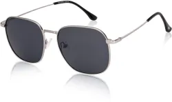 VINCENT CHASE Polarized, UV Protection Retro Square Sunglasses (53) (For Men & Women, Grey)