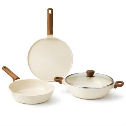 Vinod Di Casa Signature Ceramic Non Stick Cookware Set - 4 pcs | 24 cm Kadai and Frying Pan, 27 cm Dosa Tawa | Soft Touc